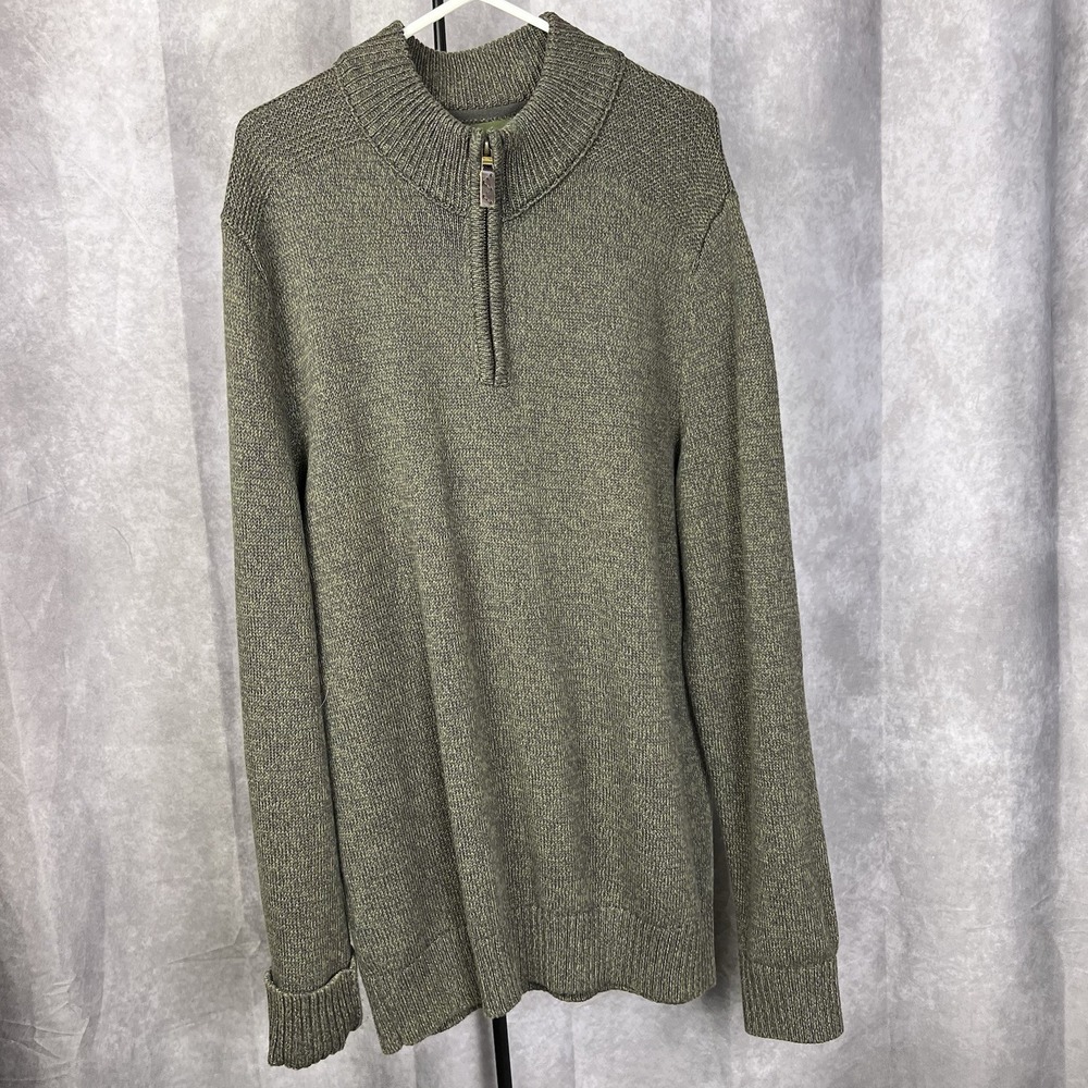 Eddie Bauer Men's 1/4 Zip Knit Pullover Cotton Cashmere Sweater Black Size TL